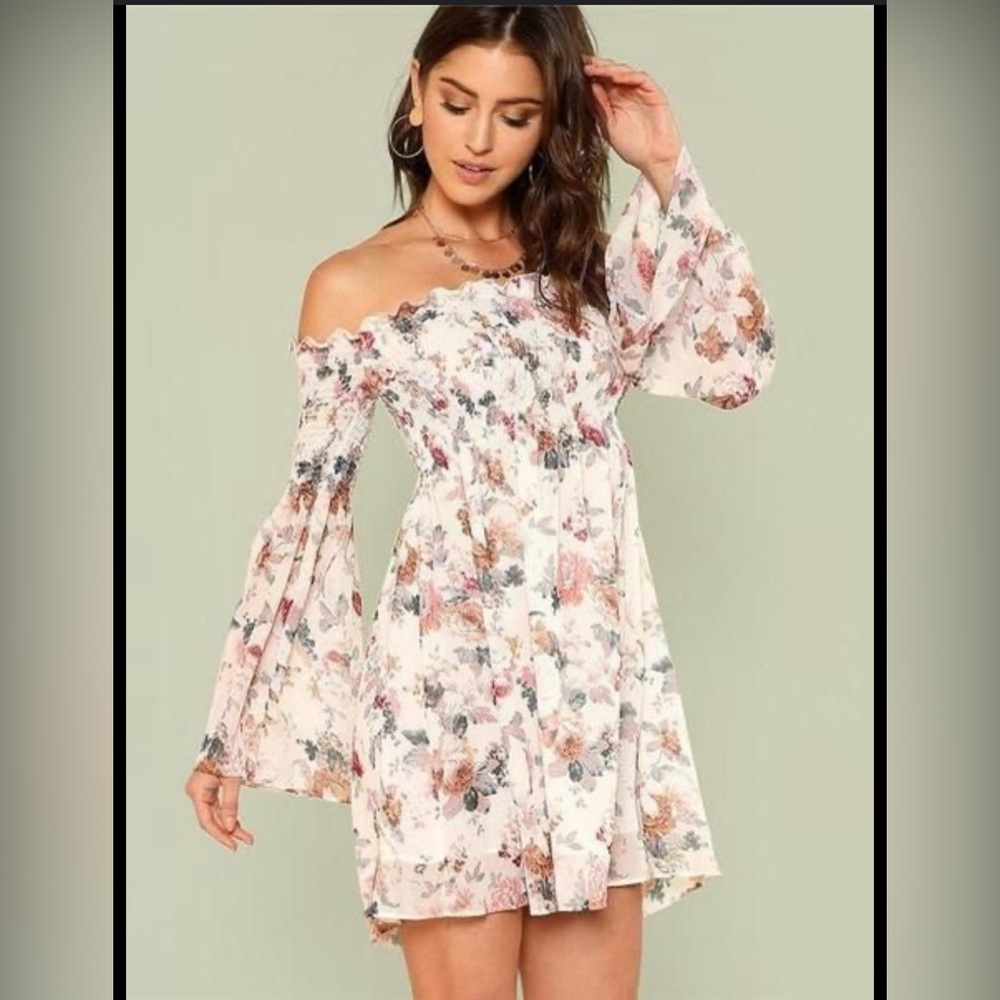 Floral off the shoulder dress size L